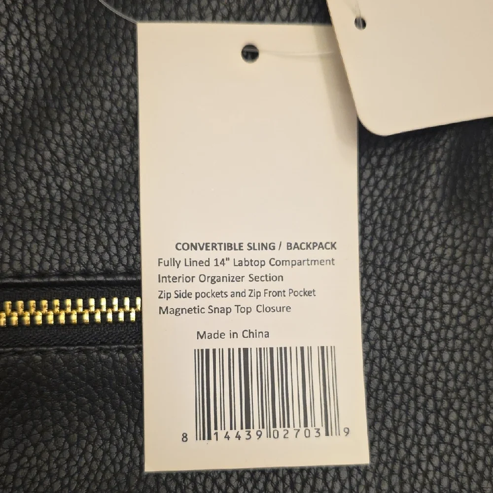 NEW! Elegant Black Vegan Leather Tote Bag - Picture 3 of 3